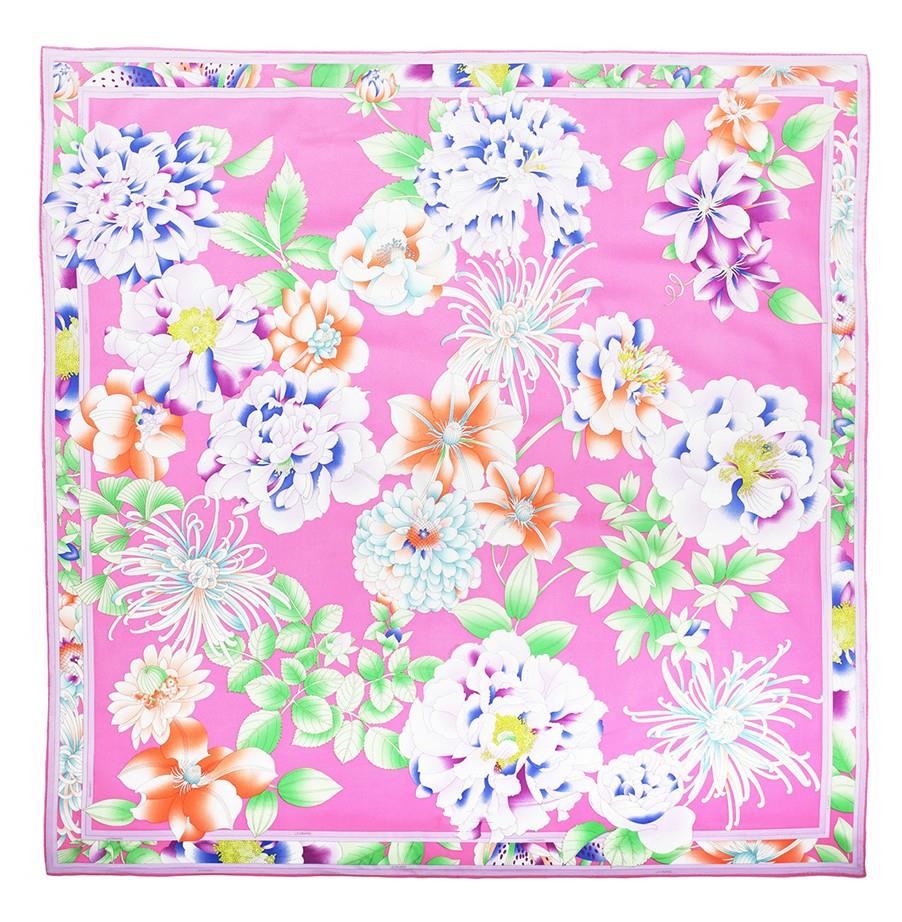 Kvetinová potlač námestí Hodvábna šatka-3 Flower Printing Square Silk Scarf-3