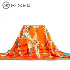 Giraffe Orange Veľké hodvábne šatky